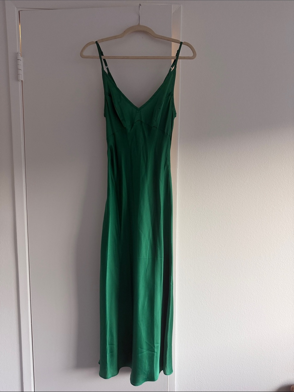 ASOS Emerald Green Slip Maxi Dress with Spaghetti Straps